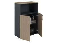 Офисный шкаф NW 1280/2 полузакрытый вяз натуральный/антрацит