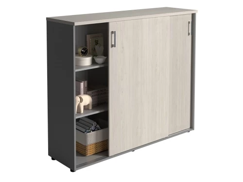 Офисный шкаф NWT 1214 белое дерево/серый