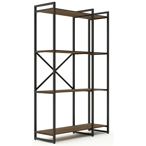 Стеллаж двухсекционный GUTTA 1510х920х340 (4 полки) черный/коричневые